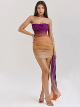 Ombre Draped Bodycon Tube Mini Dress